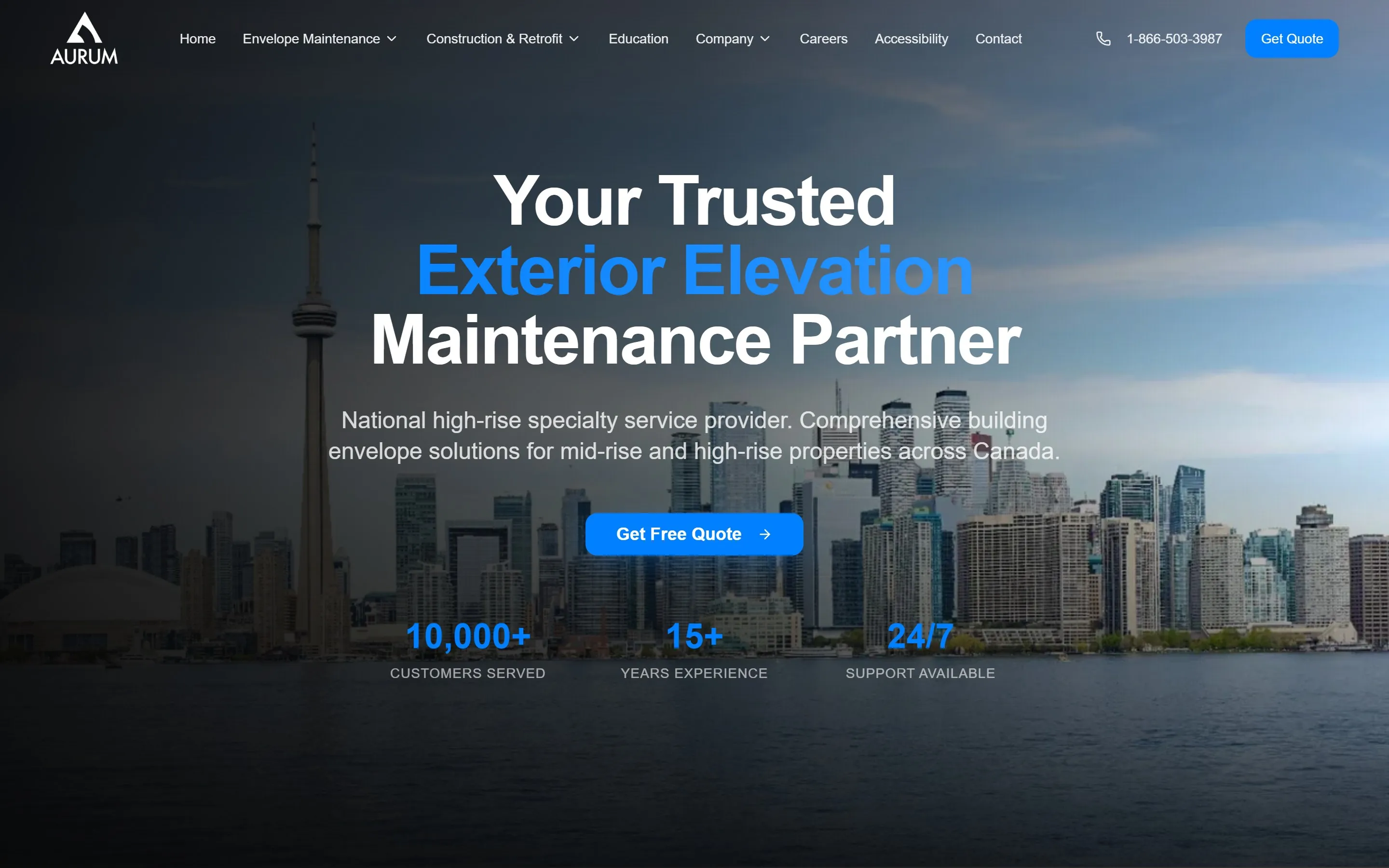 Home page of the Aurum exterior elevation maintenance website
