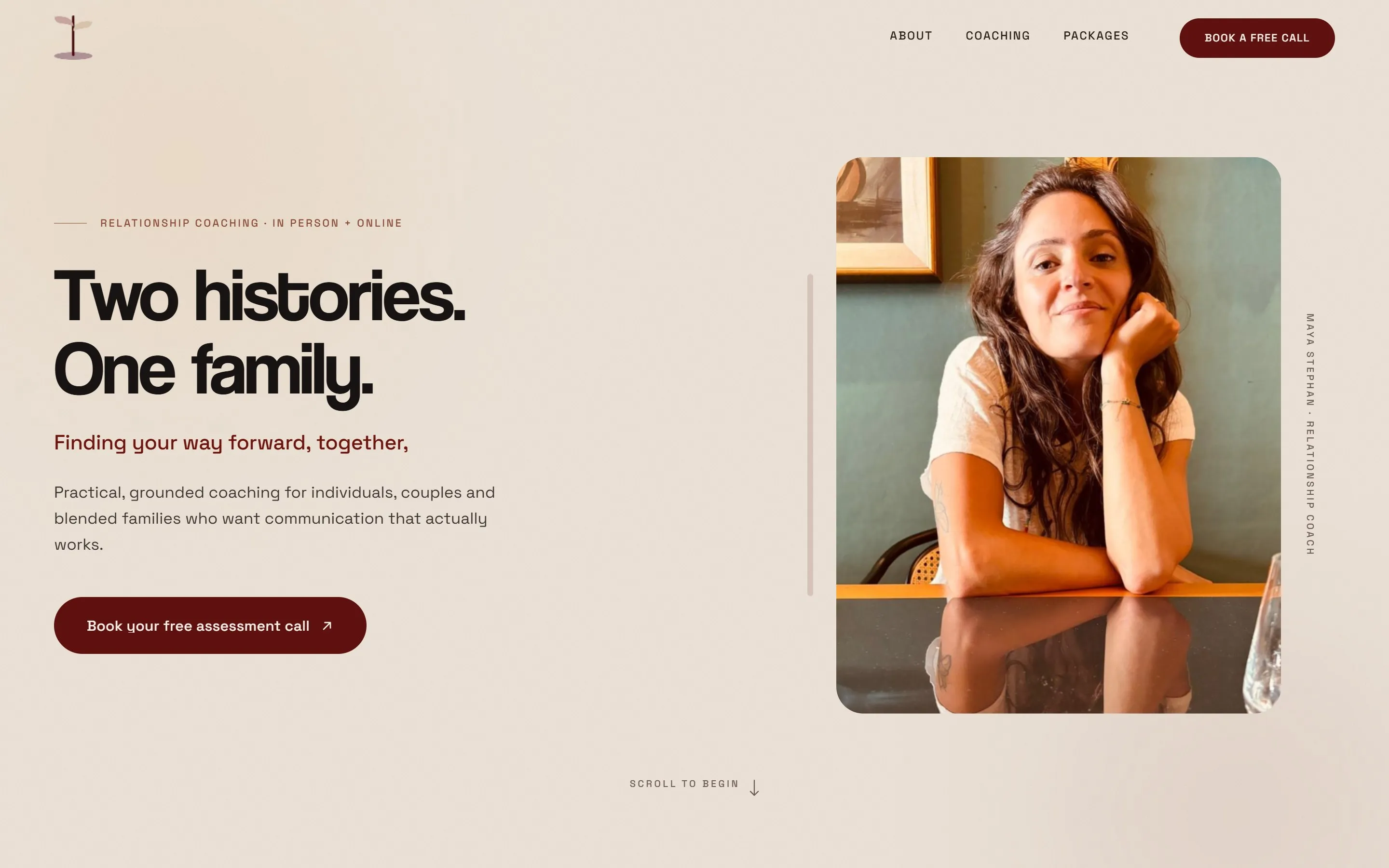Home page of the Coaching with Maya website