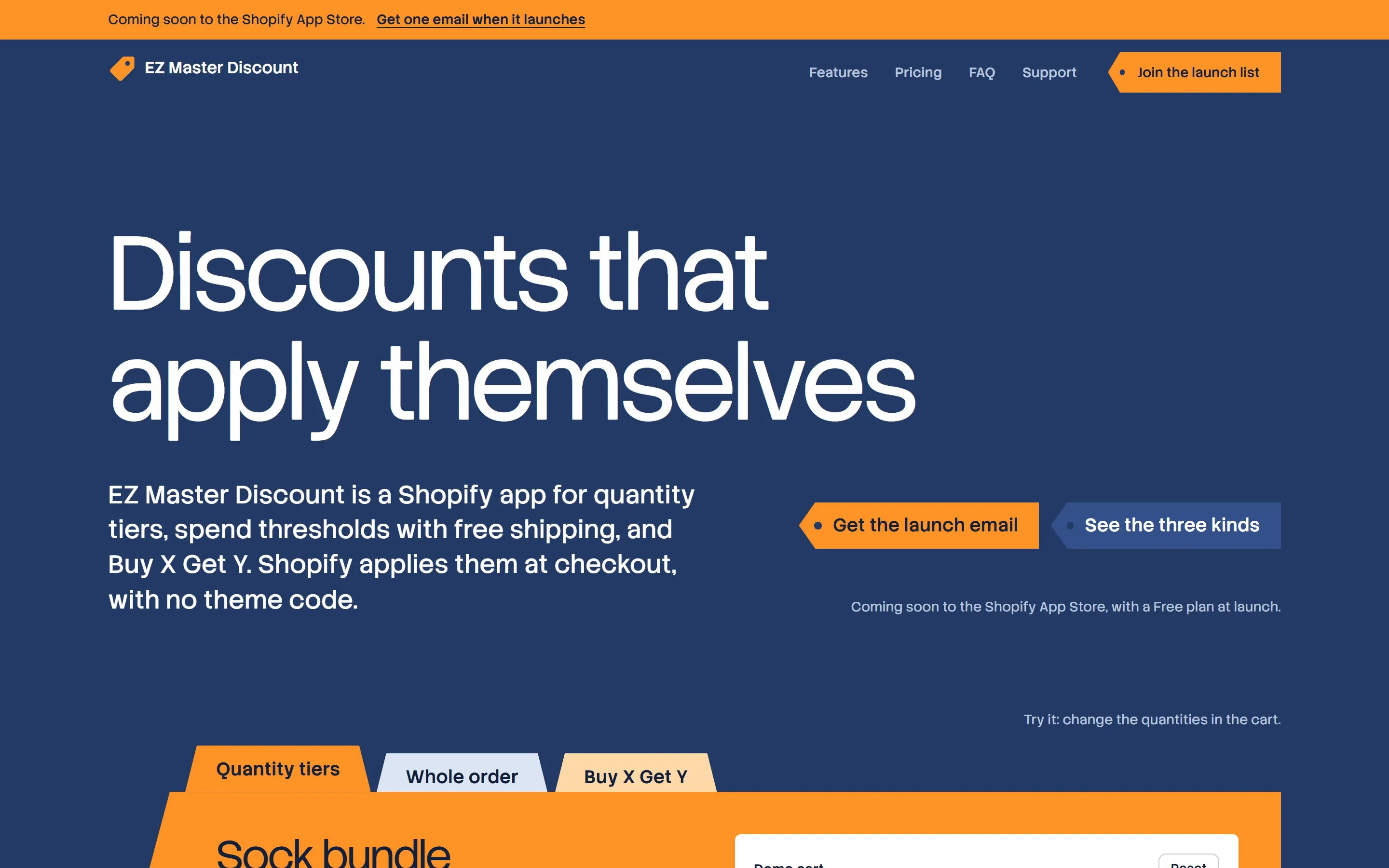 Home page of the EZ Master Discount website