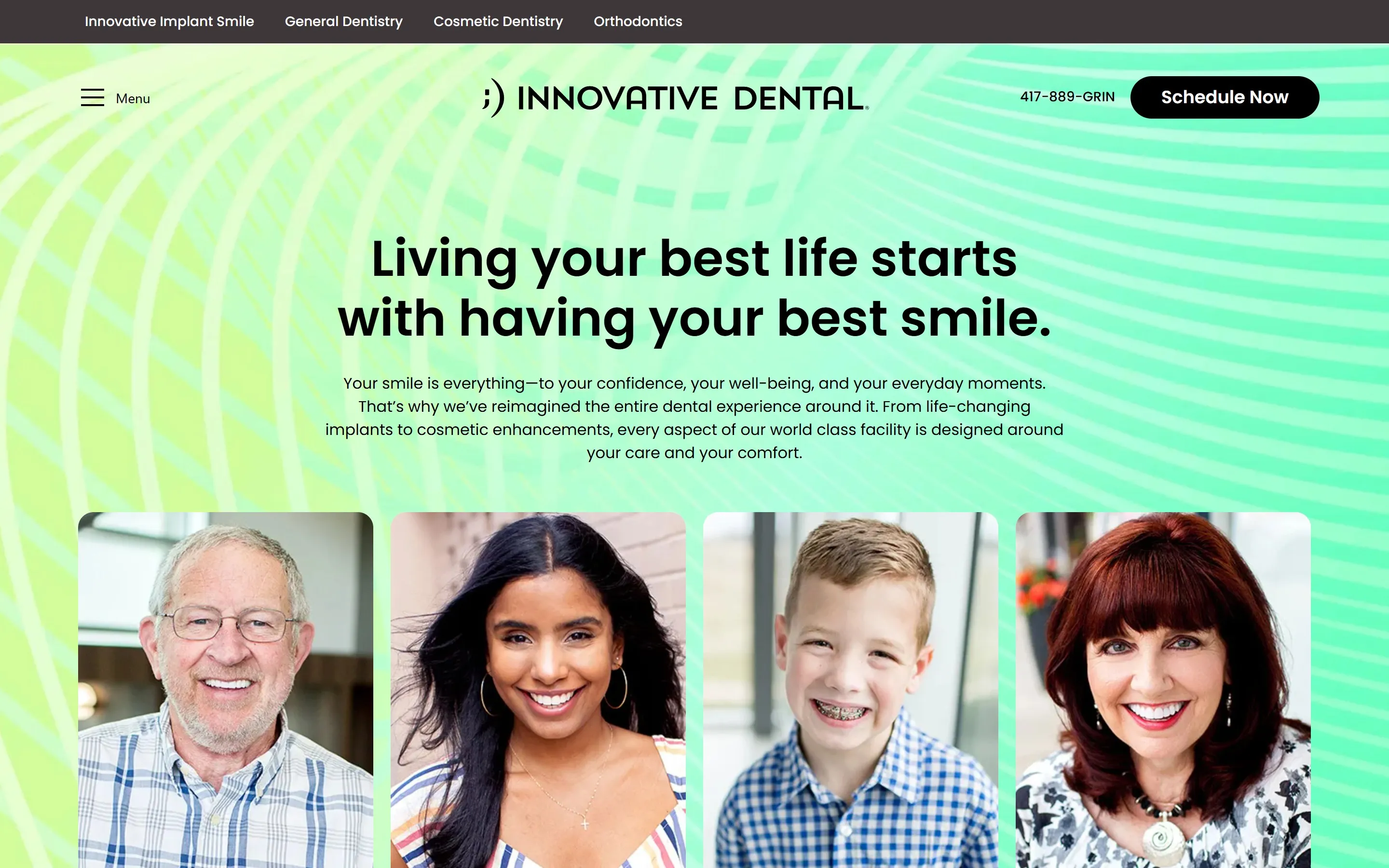 Home page of the Innovative Dental website