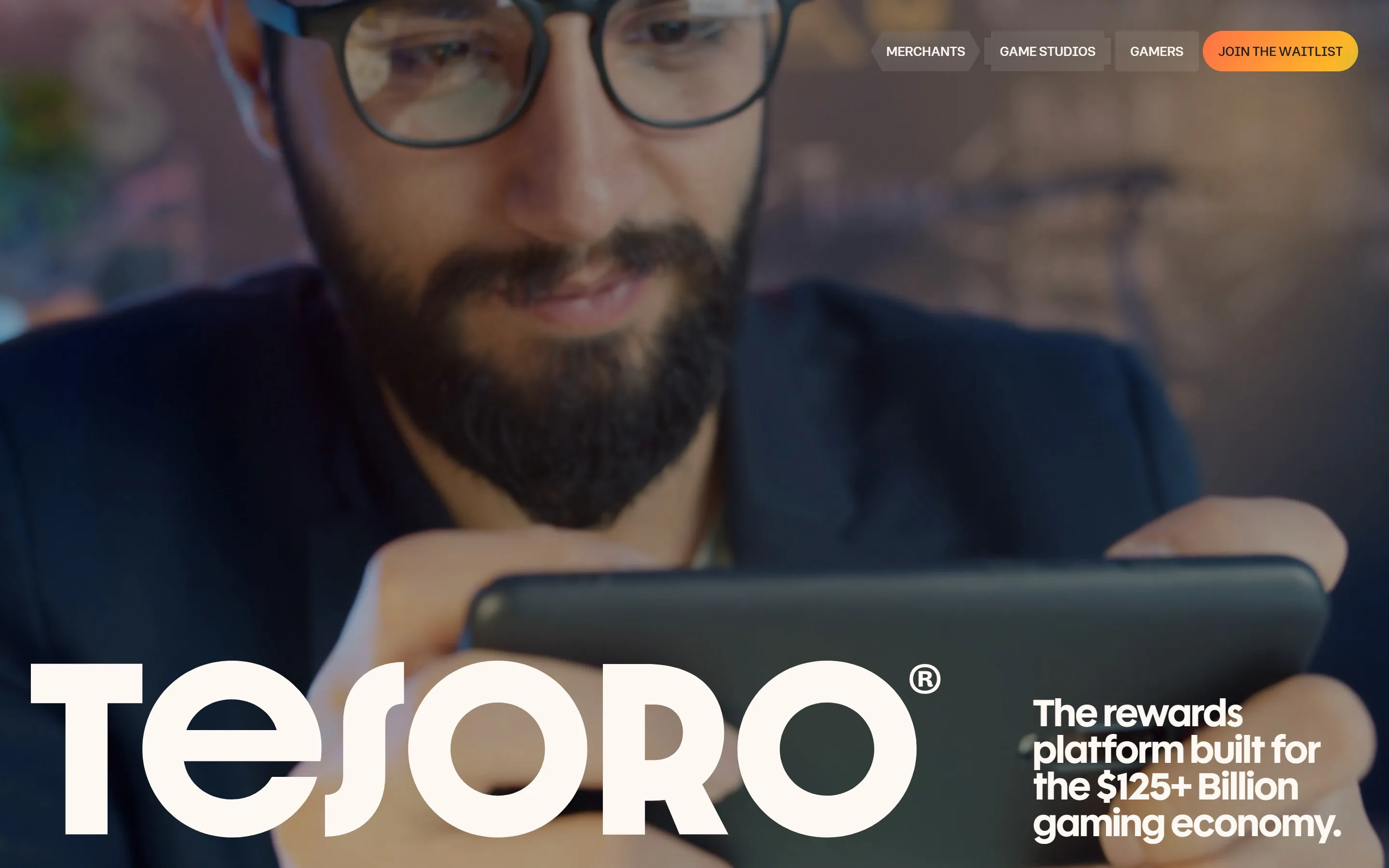 Home page of the Tesoro website